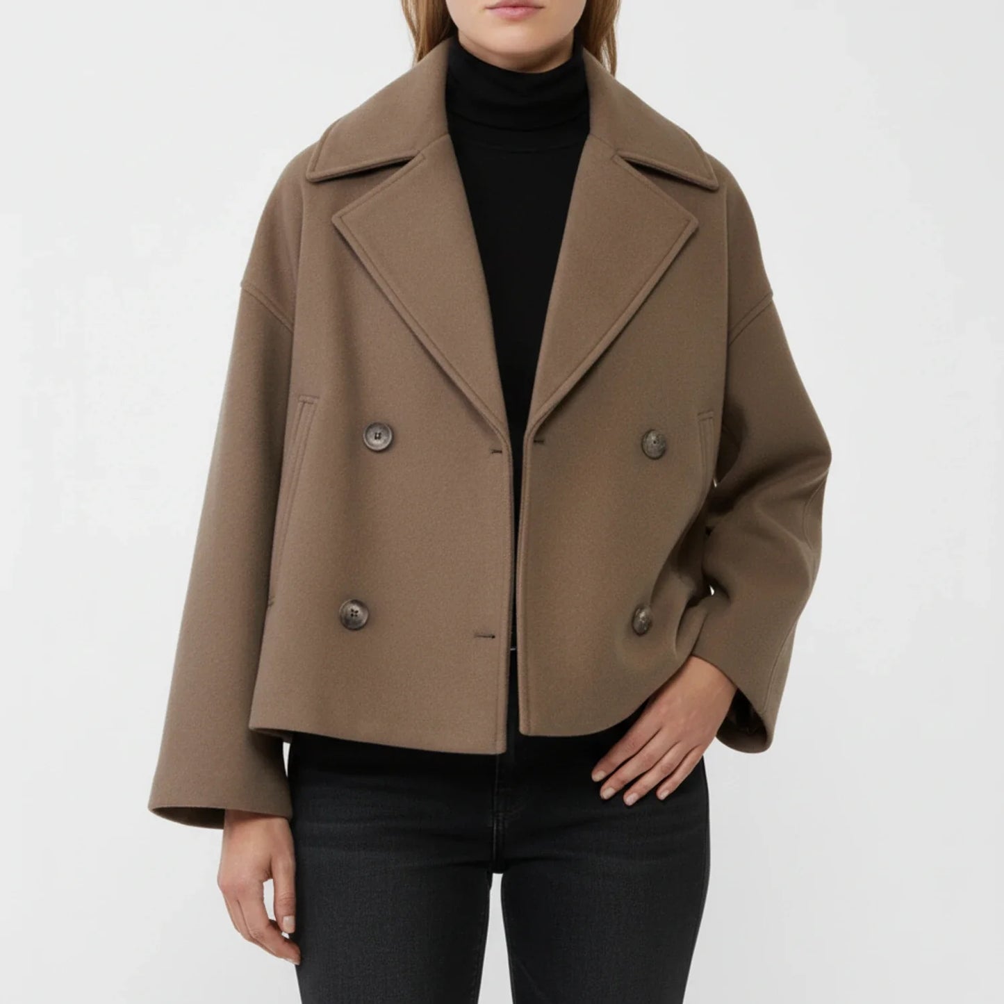 Maya Oversized Cropped Peacoat