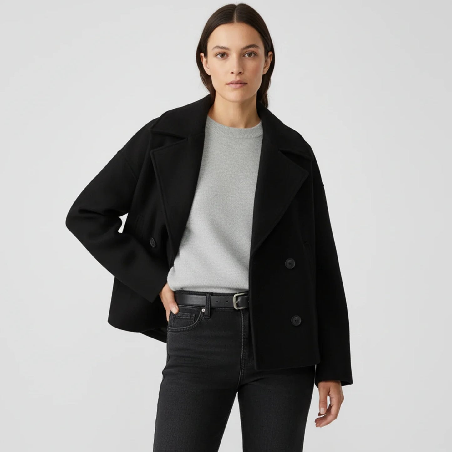 Maya Oversized Cropped Peacoat