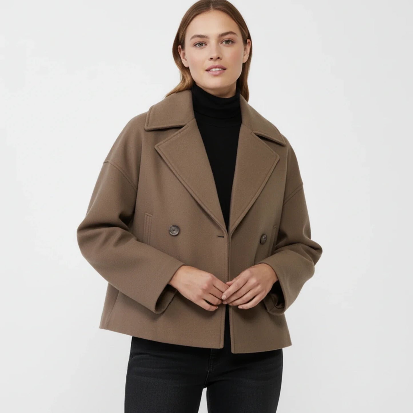 Maya Oversized Cropped Peacoat