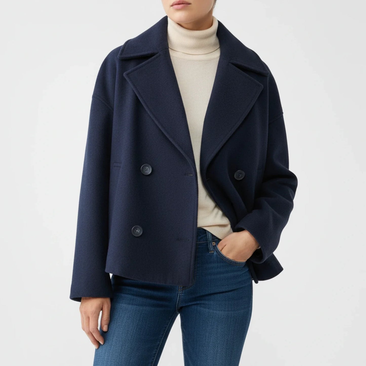 Maya Oversized Cropped Peacoat