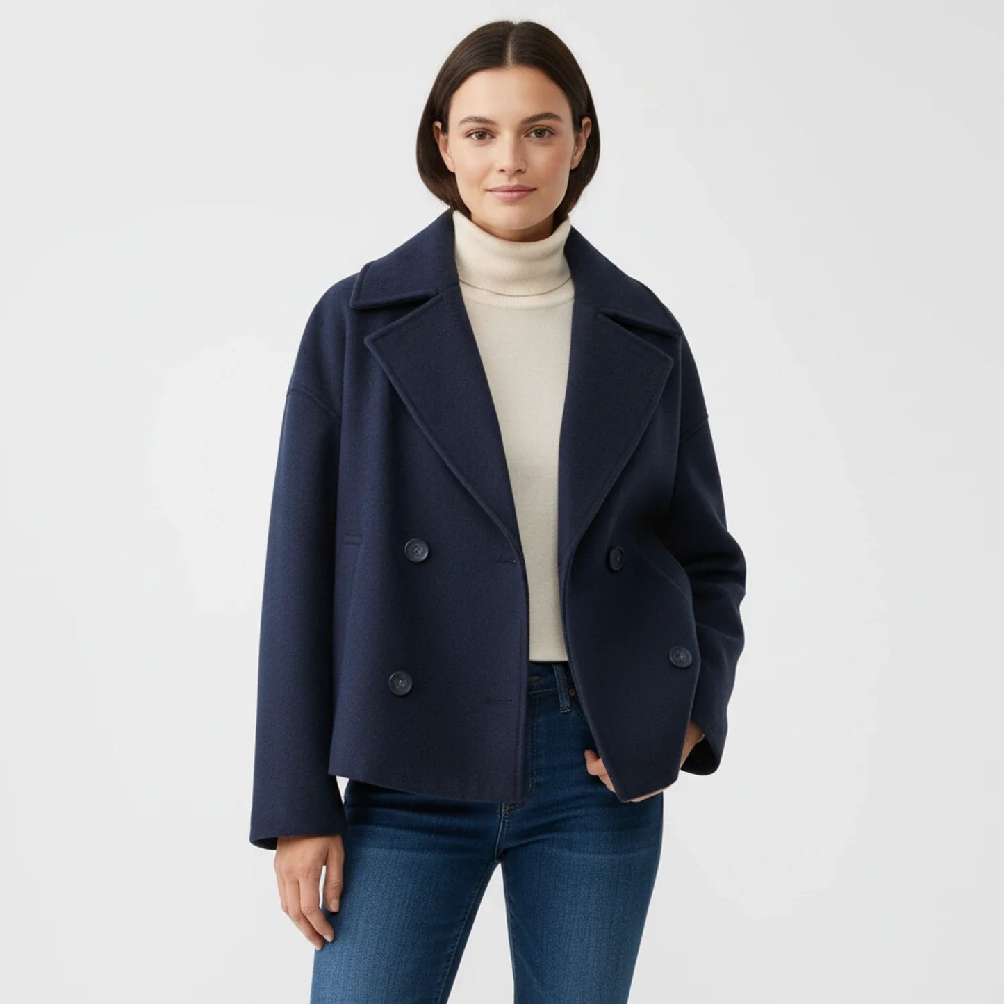 Maya Oversized Cropped Peacoat