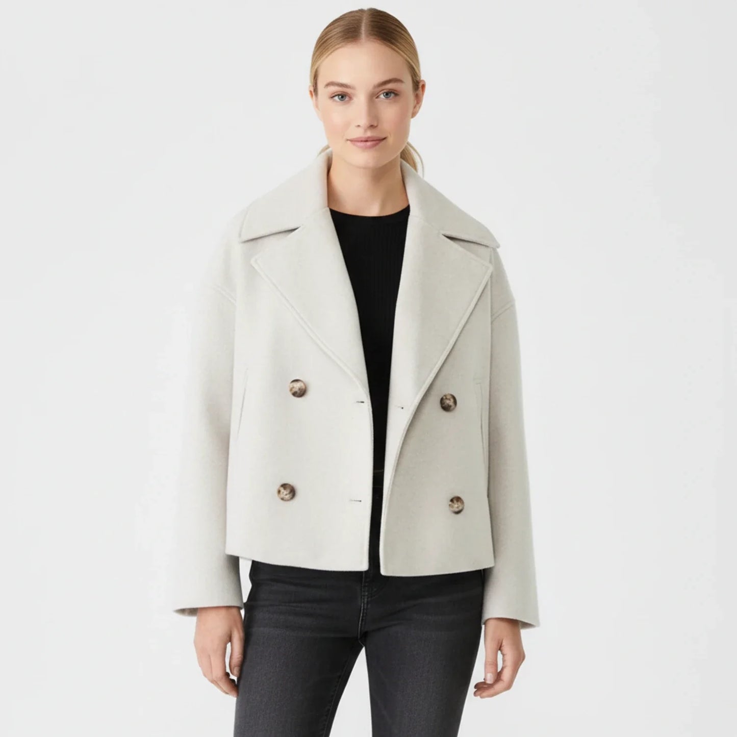 Maya Oversized Cropped Peacoat