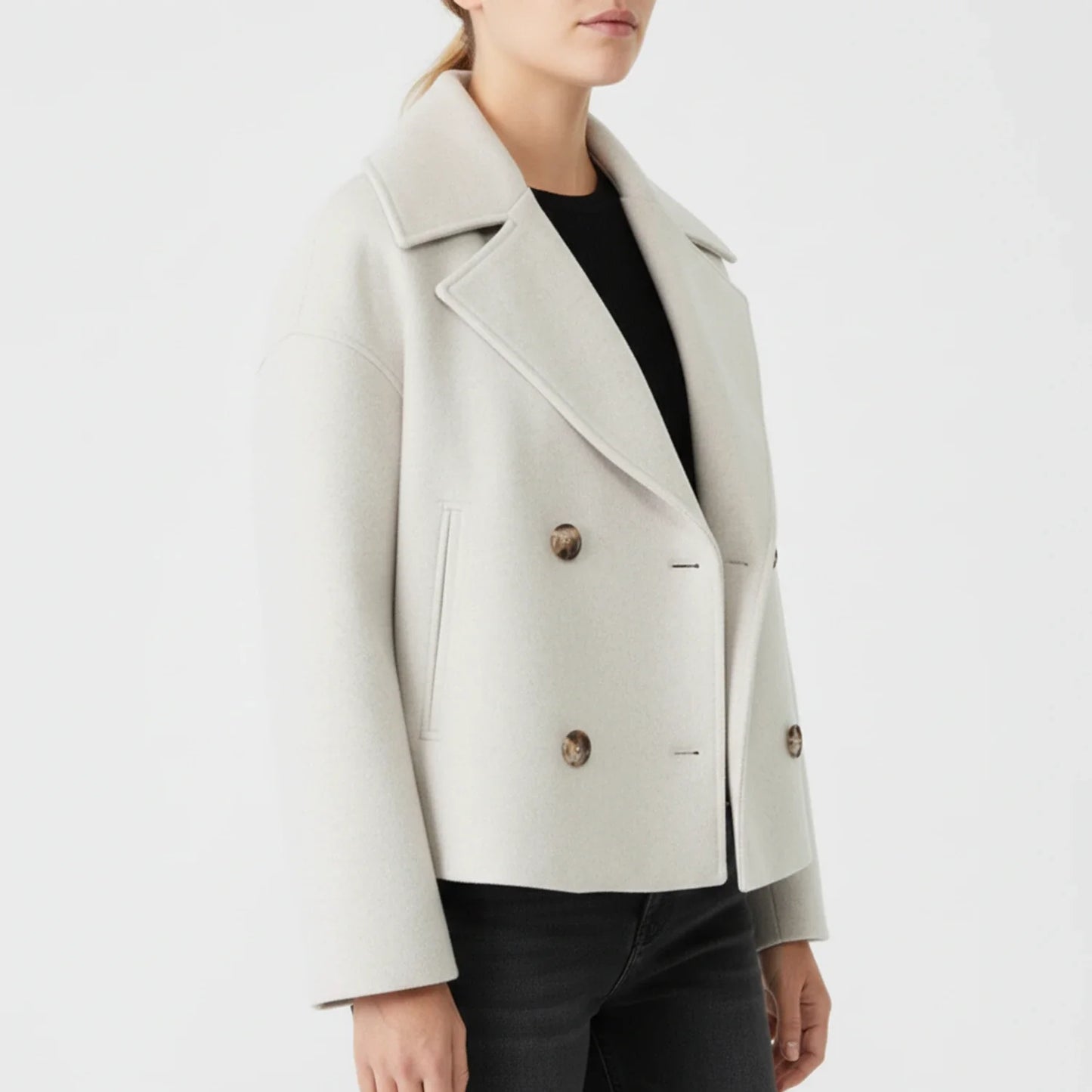 Maya Oversized Cropped Peacoat