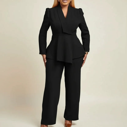 Peplum Wide Leg Suit