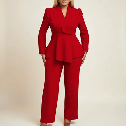 Peplum Wide Leg Suit