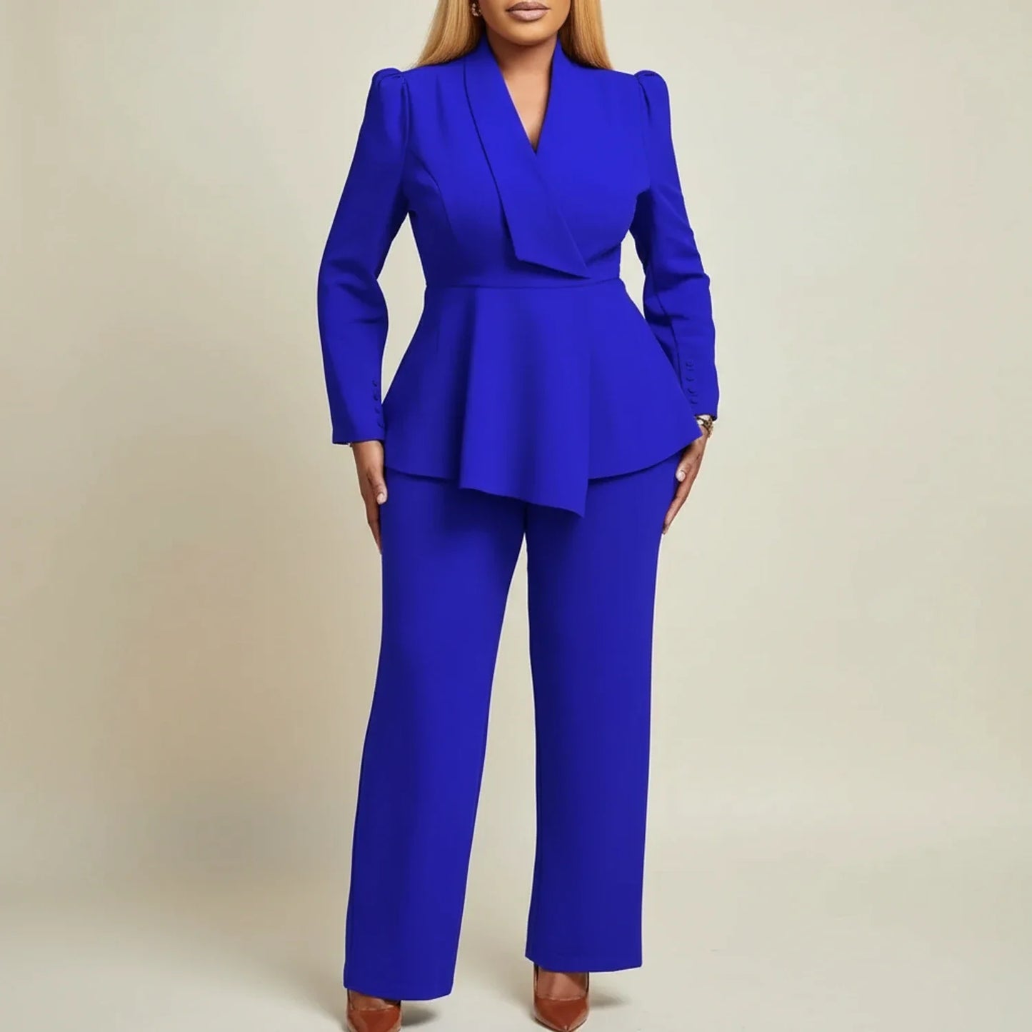 Peplum Wide Leg Suit