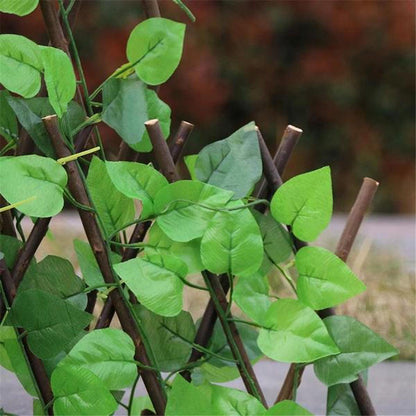 Expandable Privacy Screen with Artificial Plants and Willow Wood Frame
